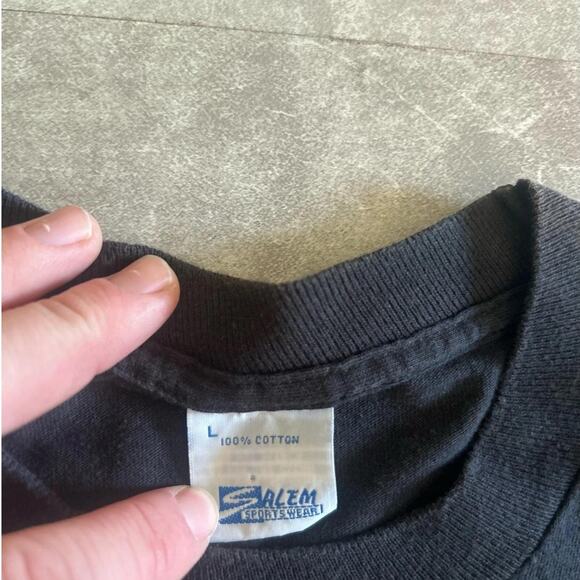 90s Vintage Pittsburgh Steelers Bubby Brister Salem Black T Shirt Size L - Picture 4 of 4